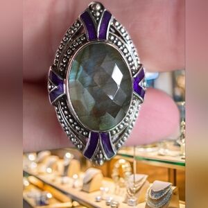 Nicky Butler 925 Sterling Silver Labradorite Solitaire Ring Designer NB Size 6